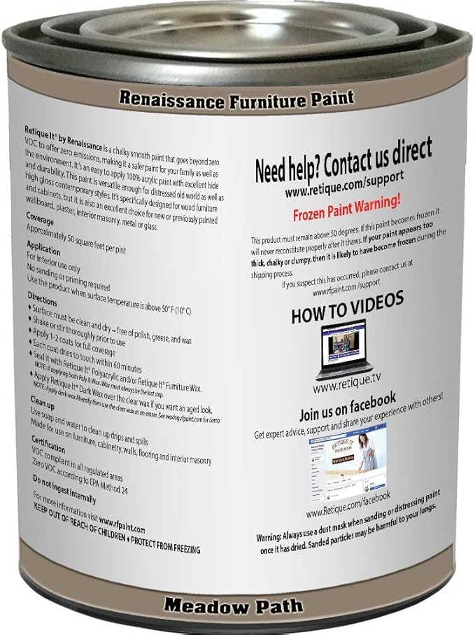 Retique It Chalk Furniture Paint by Renaissance DIY, 16 Fl Oz (Pack of 1), 13 Meadow Path, 16 Ounce