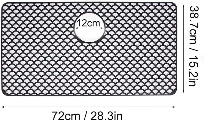 Kitchen Sink Mat 28.3 x 15.2in Silicone Sink Mat Non Slip Sink Protector for Farmhouse Kitchen Black A
