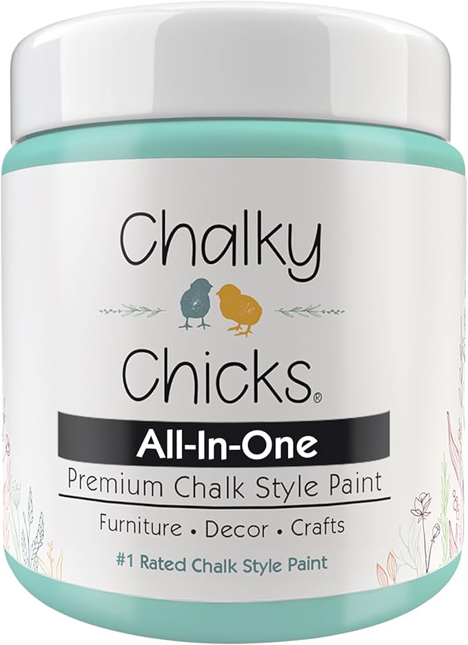 Chalky Chicks 4 Fl Oz Matte Riptide (Green Blue) Chalk Paint for Furniture Without Sanding - No Prep Furniture Paint No Sanding All in One for Crafts, Wood, Walls, Cabinet, Metal, Dresser, Farmhouse
