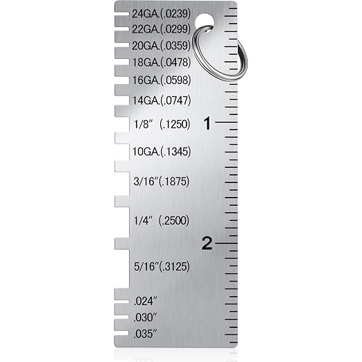 Weewooday 1 Pcs Wire/Metal Sheet Thickness Gauge Metal Tool Welding Accessories Portable Stainless Steel One Sided Material Thickness Gauge Plated Size Inspection Tool