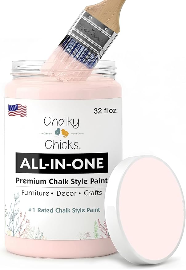 Chalky Chicks 32 Fl Oz Matte Paris Pink (Pink) Chalk Paint for Furniture Without Sanding - No Prep Furniture Paint No Sanding All in One for Crafts, Walls, Cabinet, Metal, Dresser, Farmhouse