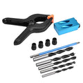 34Pcs Wood Woodwork Guides Joint Angle Tool Carpentry Locator,Pocket Hole Jig 15° Woodworking Inclined Hole Fixture 6/7/8/9/10mm Drill Bits Dowel Screw Drill Jig Joinery Kit Carpenters