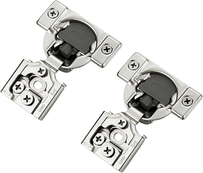 60 Pack 30 Pairs 5/8 inch Overlay Soft Close Hinges for Kitchen Cabinet Hinges Satin Nickel Hidden Hinges Stainless Steel Concealed Hinge self Closing