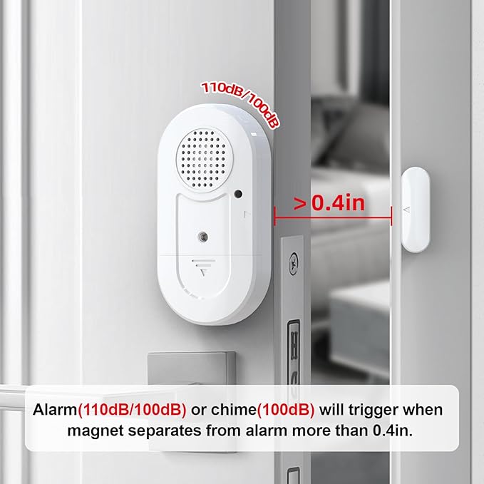 Sanjie Door Window Alarms - 5 Pack,110dB,Volume Control,Window Door Open Alarm Sensors for Kids Safety/Dementia/Pool,Wireless Sensors Keep Your Home Security,Easy to Install,Long Battery Life
