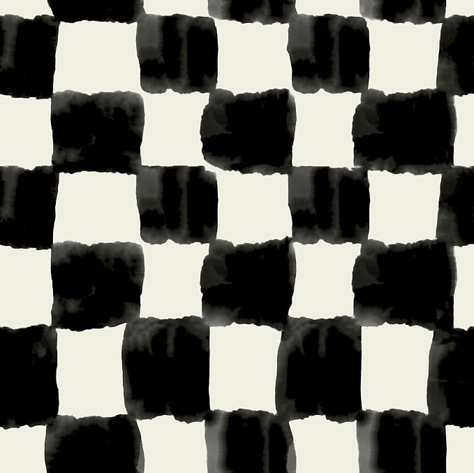 Mr. Kate RoomMates Tess Watercolor Soft Black Checker Peel and Stick Wallpaper, Vinyl, 20.5-in x 18-ft