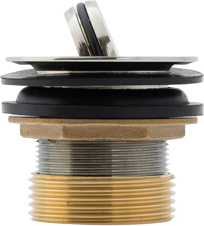 Ambassador Marine - 1-1/2 inch Drain, Flip Drain - no Overflow, Straight, 1-1/4 inch-M Thread Adapter - Brushed Nickel - S01-0304-NP-W