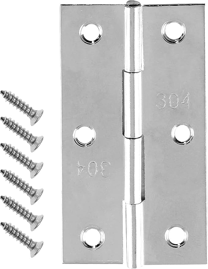 Biaungdo 3 Inch Butt Hinge, Stainless Steel Folding Butt Hinges, Cabinet Mini Hinges Small Box Hinges Door Hinge Rectangle, Pack of 10