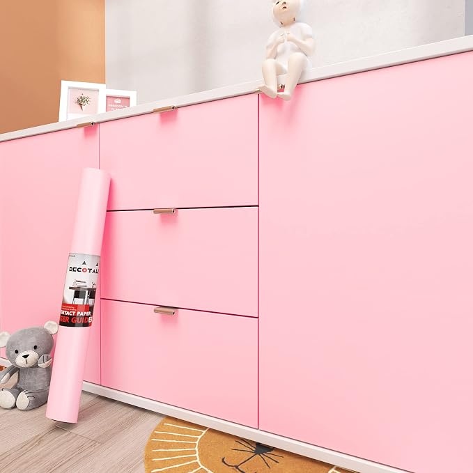 24x120 Inch Solid Pink Contact Paper Peel and Stick Pink Wallpaper for Girls Room Nursery SolidPink Contact Paper for Cabinets Desk Solid Color Wall Papers for Bedroom Adhesive Vinyl Wrap