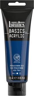 Liquitex BASICS Acrylic Paint, 118ml (4-oz) Tube, Phthalocyanine Blue