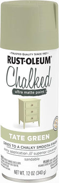 Rust-Oleum Tate Green Chalked All-in-One Ultra Matte Spray Paint | One Coat Coverage | No Primer, Sanding, Or Topcoat Needed | Easy Spray Application | Made in USA | 12 OZ