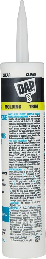 12 Pack of 10.1 oz DAP 18071 Alex Plus Clear All Purpose Acrylic Latex Caulk Plus Silicone