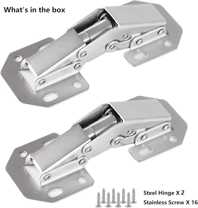 2-Pack Hidden Hinges for Cabinet Doors Frameless, Concealed Cabinet Hinges, 90 Degree Surface Mount Hinges