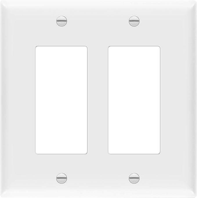 ENERLITES Decorator Light Switch or Receptacle Outlet Wall Plate, Gloss Finish, Mid-Size 2-Gang 4.88" x 4.92", Polycarbonate Thermoplastic, UL Listed, 8832M-W-10PCS, White (10 Pack)