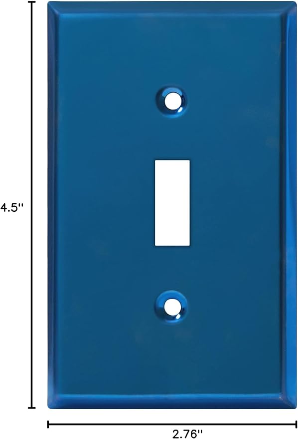 ENERLITES Toggle Light Switch Metal Wall Plate, Stainless Steel Switch Cover, Corrosion Resistant, Mid-Size 1-Gang 4.50" x 2.76", Stainless Steel 201, 7711-PBL, Polished Blue