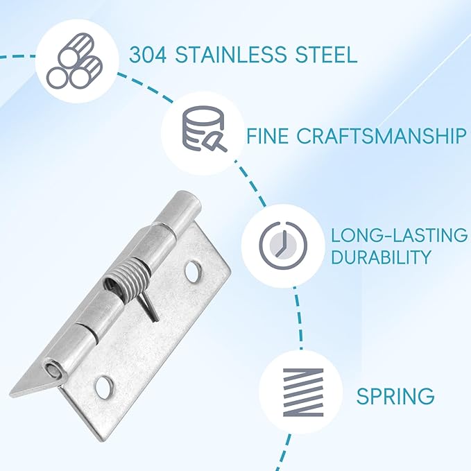 Spring Hinge Self Opening Hinge 2" Length Stainless Steel Door Hinge - Pack of 4