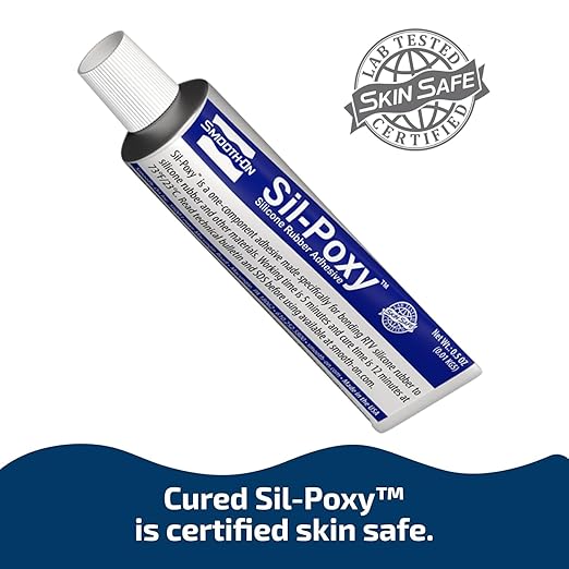 Smooth-On SIL-Poxy™ Rubber Silicone Adhesive, 0.5 oz Tube – Flexible RTV Silicone Glue for Silicone Rubber Repair & Bonding, Strong Waterproof Sealant (Packaging May Vary)