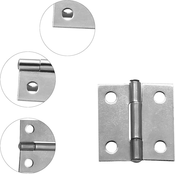 12Pcs 1 Inch 304 Stainless Steel Butt Hinges, Sliver Jewelry Box Hinges Small Cabinet Hinge Square Door Hinge Folding Craft Heavy Duty for Furniture Cupboard Drawer