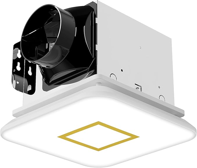 Fitop Bathroom Fan with Light,110CFM 1.0 Sones 1200lm LED Light 3000K/4000K/5000K Selectable,120V 43W Quiet Bathroom Ventilation Exhaust Fan for Shower/Restroom/Office/Home(gold)