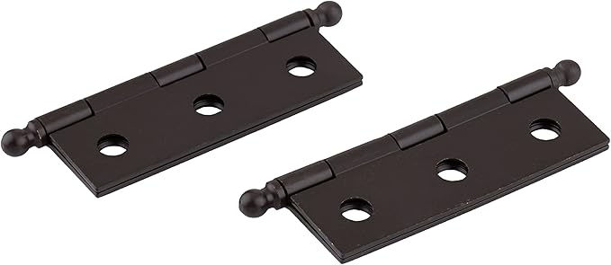 Oil Rubbed Bronze Plated Butt Hinges with Ball Finials | 2" High x 1 3/8" Wide | Pack of 2 | Cabinet Door Hinges with Removable Pin | UA-221-HOB (1)