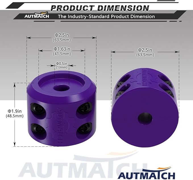AUTMATCH Winch Cable Hook Stopper (2 Pack), Silicone Rubber Winch Stopper for Wire & Synthetic Rope, Winch Line ATV UTV, Shock Absorbent, Prevent Pulling Bounce and Abrasion, Purple