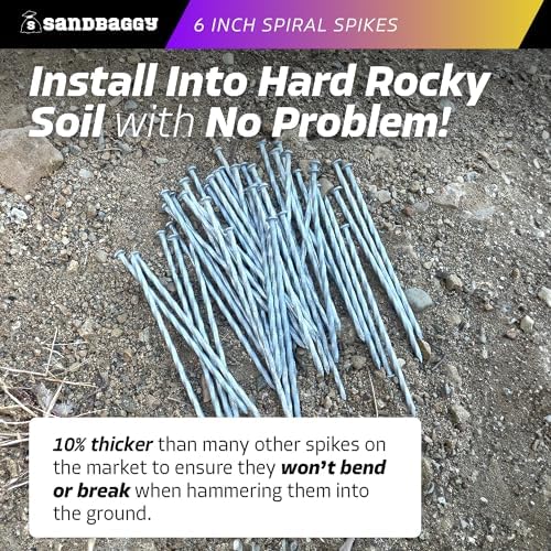 Sandbaggy 6 Inch Galvanized Artificial Turf Stakes - Spiral Landscape Nails - Ground Spikes/Pins for Synthetic Grass, Lawn, Edging, Weed Barrier Fabric, Garden (Steel (7 Gauge), 12000)