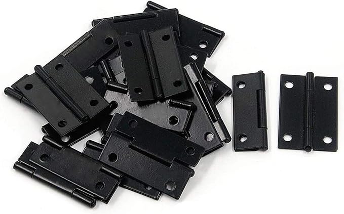 XMHF Folding Butt Hinge, Cabinet Gate Closet Door Hinge 1-1/2'' Long Home Furniture Hardware with Mounting Screws Black, Pack of 12