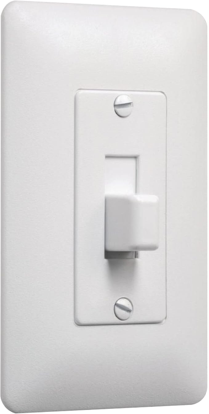TayMac 5070W MASQUE 2000 Mid-size White 1-Gang Decorator Toggle Switch Wall Plate with Toggle Cover, Paintable Outlet Cover Replaces Old Wall Plate