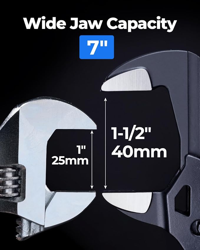 toolant 7-Inch Pliers Wrench – 10:1 Lever Ratio CR-V Steel, Smooth Parallel Jaws, Push-Button Quick Adjust, Zinc Phosphate Finish, with Belt Pouch – for Plumbing, Automotive & DIY