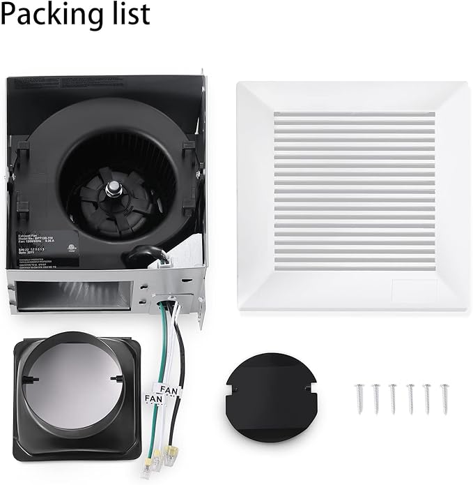 JOEAONZ Bathroom Exhaust Fan 110 CFM Very Quiet with Matel Housing, Ceiling Mount Ventilation Fan Large Air-flow Capacity, Energy-Saving Household Bath Vent Extractor, White Plastic Grille