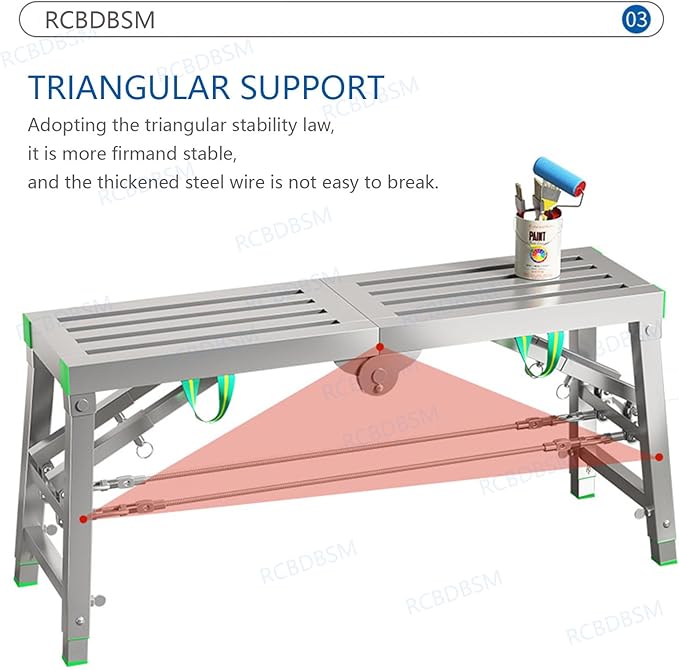 Adjustable Work Platform with 400 kg Duty Rating, Portable Multipurpose Folding Scaffolding Work Platform Scaffold Tower Ladder Stool Ben Adjustable Height, Carbon Steel Structure,180cm/5.9f