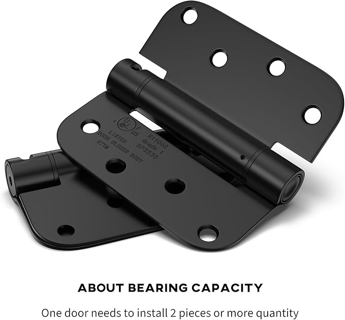 goldenwarm 2Pack Black Door Hinges 4 Inch Self Closing Spring Door Hinge with 5/8" Radius Corners - Adjustable Door Closing, Residential & Heavy-Duty Hardware