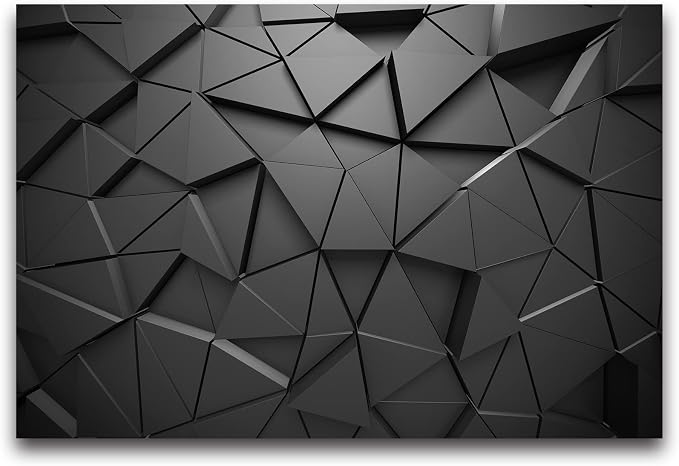 Cliouar-Black Geometric Figures 3D Wallpaper Mural 158" x 110"(Not Peel and Stick)