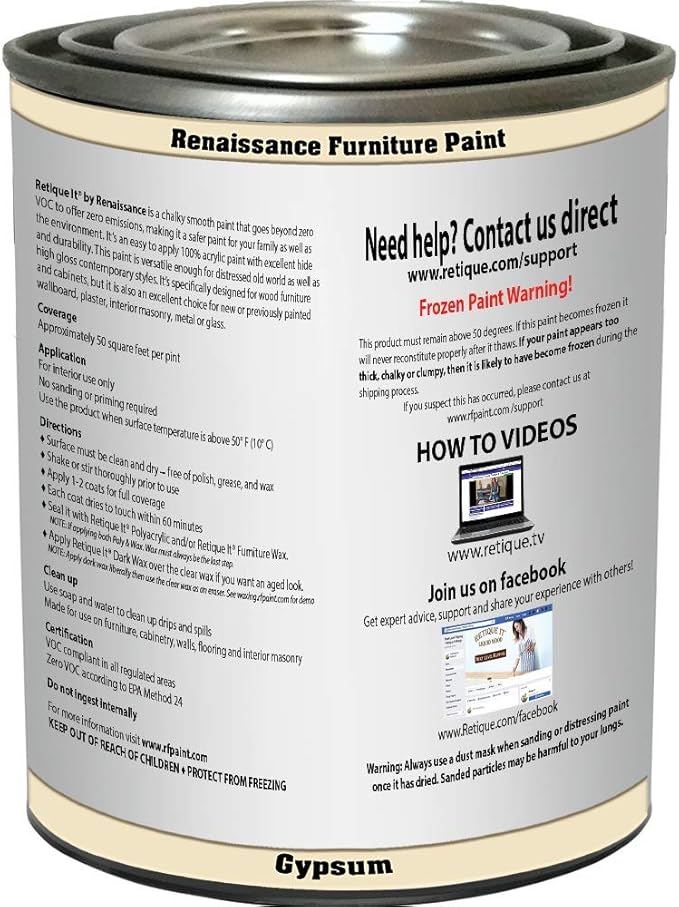 Retique It Chalk Furniture Paint by Renaissance DIY, Poly Kit, 21 Gypsum, 32 Ounces