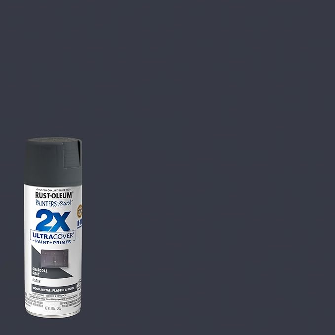 Rust-Oleum 342061 Painter's Touch 2X Ultra Cover Spray Paint, 12 oz, Satin Charcoal Gray