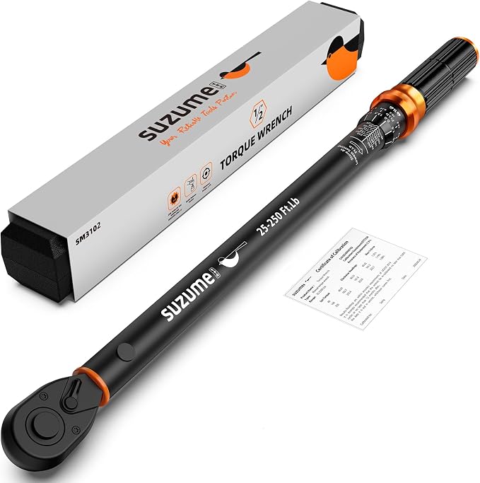 Torque Wrench 1/2 Inch Drive Click (25-250 Ft. Lb/ 32.5-325 N.m) | ±3% Accuracy Dual-Direction Dual-Scale CR-V 72-tooth for Truck, Car, Motorcycle, SUV repair with Storage Case