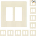 ENERLITES Screwless Decorator Wall Plates Child Safe Outlet Covers, Gloss Finish, Medium Size 2-Gang 4.88" H x 4.92” L, Unbreakable Polycarbonate Thermoplastic, SI8832M-LA-10PCS, Light Almond, 10 Pack