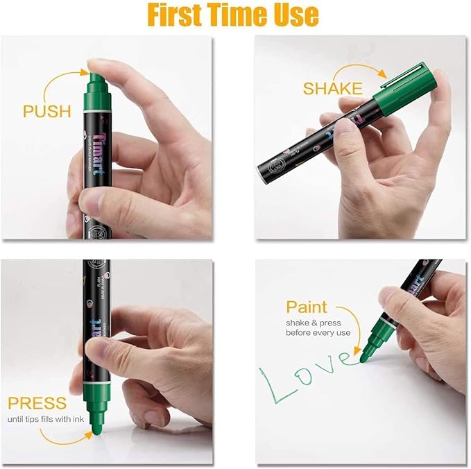 Timart Liquid Chalk Markers, 3mm Fine Tip Chalk Pens, 8 Colors Washable Window Markers for Chalkboard, Dry Erase Marker Pens for Car, Blackboard & Bistro, Non-Toxic,Wet Erase - Reversible Tip