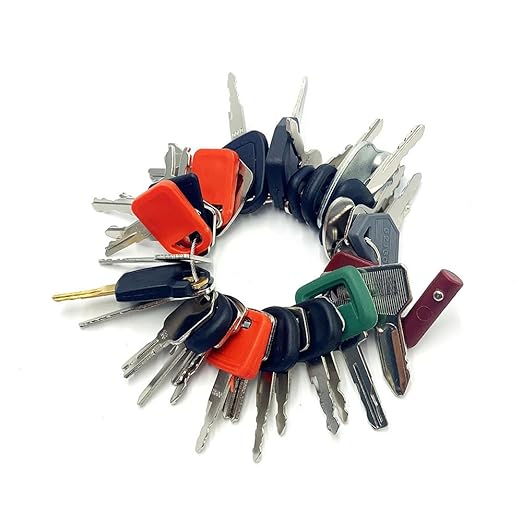 38PCS Heavy Construction Equipment Keys Set,Machinery Operator Ignition Keys Compatible with Volvo John Deere CAT JCB Case Genie Bobcat Hyster Komatsu Kobelco Kubota Hitachi