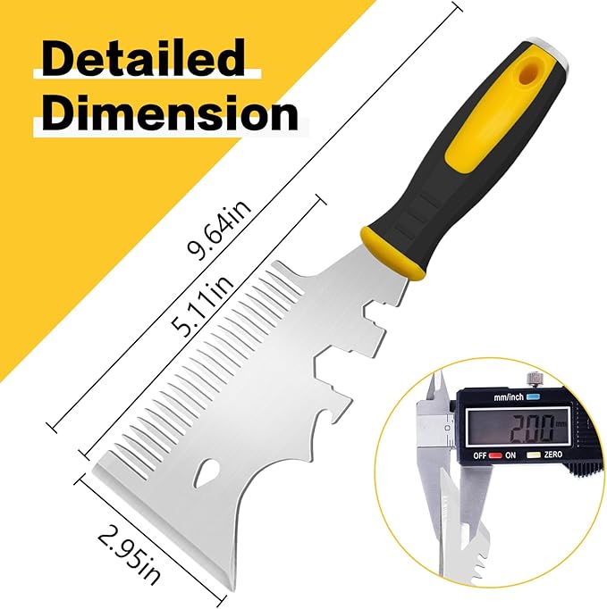 DEKEones 13-In-1 Paint Scraper Tool, Stainless Steel Painters Tool, Heavy Duty Paint Brush Cleaner Tool and Roller Cleaning Tool