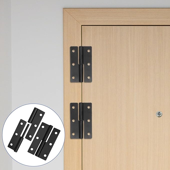 2 PCS Black Lift Off Hinge 2.5Inch Stainless Steel Detachable Small Lift Off Hinges Left Handed Slip Joint Flag Hinges Rising Butt Door Hinges