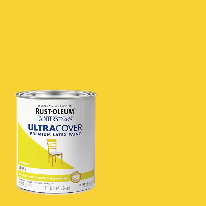 Rust-Oleum 1945502 Painter's Touch Brush On Paint,1 Quarts, Gloss Sun Yellow, 32 Fl Oz, (Pack of 1)