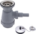 Ambassador Marine - 2 inch Drain, Trap Sink Drain, 3/4 inch & 1 inch Hose Barb, w/Chain Stopper - Brushed Finish - S00-0108-BP-W