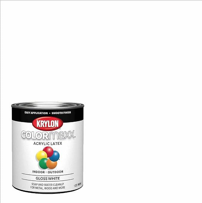 Krylon K05612007 COLORmaxx Paint & Primer, Gloss, White, 1/2 Pt