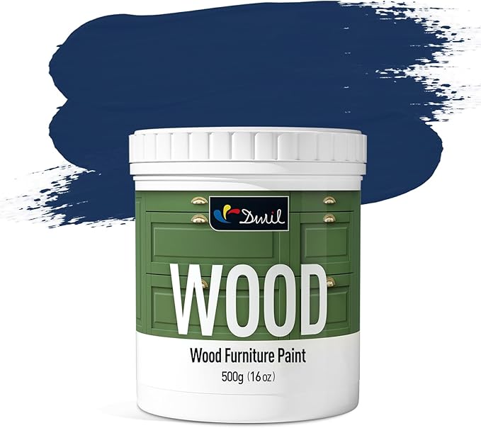DWIL Matte Finish Furniture Paint - 16 Oz Wood Paint for Cabinets, Doors, Tables, and Dressers Refinishing - Water-Based, Non-Toxic & Odorless, Easy to Apply(Ambassador blue)-Without Tools