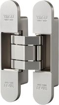 YAGU 5.5 inch 3 Way Adjustable Invisible Hinges Hidden Door Hinges Concealed Hinges Zinc Alloy 180 Degree Swing Hinge 5.5 x 3 x 1.1 inch Matte Silver (1 Piece)
