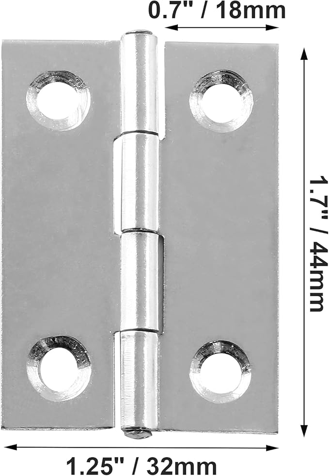 Biaungdo 10 Pack 2 Inch Butt Hinge, Stainless Steel Folding Butt Hinges, Cabinet Mini Hinges Small Box Hinges Door Hinge Rectangle