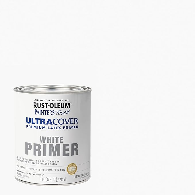 Rust-Oleum Brush On Paint 224430T Painter's Touch Latex, Quart, Acrylic Flat White Primer, 32 Fl Oz (Pack of 1)