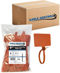 Kable Kontrol Cable Marker Identification Zip Ties 9 Inch 1000 Pcs – Orange | Large ID Flag Label Straps, Self-Locking Write on Tags for Ethernet, Power, and Cord Labeling