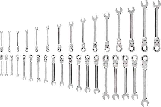 TEKTON Flex Head Ratcheting Combination Wrench Set, 34-Piece | WRC95005