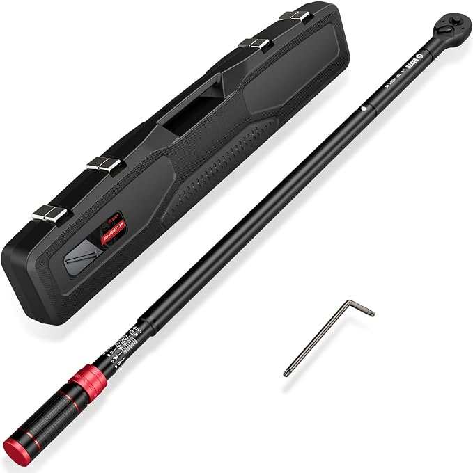 VANPO 3/4-inch Drive Click Torque Wrench, 200-1000 Ft-Lb/271-1355 Nm | 48.03'' Length, 48-Tooth Click Torque Wrench with a Hex Key, Precision Mechanic Tools for Oil Rigs, Trucks & Wind Turbines